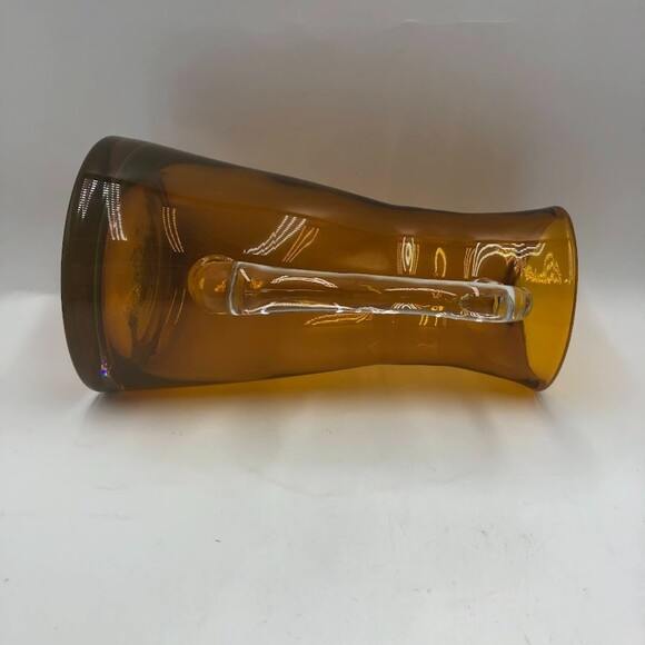 Vintage Amber Handblown Glass FTD Carafe Pitcher Clear Handle Serveware - Picture 15 of 15